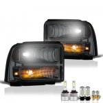 2005 Ford Excursion Smoked LED Headlight Bulbs Set Complete Kit