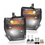 Ford F250 Super Duty 2008-2010 Smoked LED Headlight Bulbs Set Complete Kit