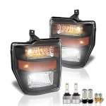 Ford F450 Super Duty 2008-2010 Black LED Headlight Bulbs Set Complete Kit