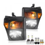 2013 Ford F250 Super Duty Black LED Headlight Bulbs Set Complete Kit