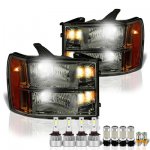 GMC Sierra 2500HD 2007-2014 Smoked Headlights LED Bulbs Complete Kit