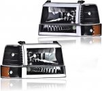 Ford Bronco 1992-1996 Black Headlights Set LED DRL