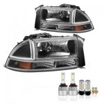 Dodge Durango 1998-2004 Black LED Headlight Bulbs Set Complete Kit