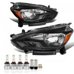 Nissan Sentra 2016-2019 Black LED Headlight Bulbs Set Complete Kit