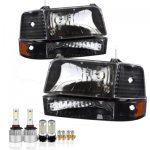 Ford F250 1992-1996 Black LED Headlight Bulbs Set Complete Kit