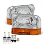 Ford F250 1999-2004 Clear LED Headlight Bulbs Set Complete Kit