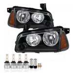 Dodge Charger 2006-2010 Black LED Headlight Bulbs Set Complete Kit