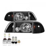 Ford Mustang 1987-1993 Black LED Headlight Bulbs Set Complete Kit