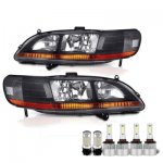 Honda Accord 1998-2002 Black LED Headlight Bulbs Set Complete Kit