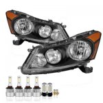 Honda Accord Sedan 2008-2012 Black LED Headlight Bulbs Set Complete Kit