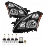 Nissan Altima Sedan 2010-2012 Black LED Headlight Bulbs Set Complete Kit