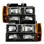 1995 GMC Sierra 2500 Black Euro Headlights and Bumper Lights