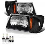 Ford Econoline Van 1992-2007 Black LED Headlight Bulbs Set Complete Kit