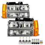 GMC Suburban 1994-1999 Chrome Headlights LED Bulbs Complete Kit