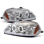 Honda Civic 1996-1998 Clear Dual Halo Projector Headlights with LED Honda Civic 1996-1998 Clear Dual Halo Projector Headlights with LED