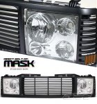 2000 GMC Sierra 3500 Black Billet Grille and Clear Headlight Conversion Kit