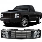 1999 Chevy 3500 Pickup Black Billet Grille and Headlight Conversion Kit