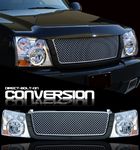 2003 Chevy Silverado Silver Mesh Grille and Clear Headlight Conversion Kit