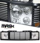 1994 Chevy 2500 Pickup  Black Billet Grille and Clear Headlight Conversion Kit