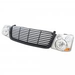 2003 Chevy Avalanche Black Billet Grille and Clear Headlight Conversion Kit