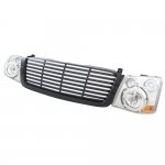 2005 Chevy Silverado Black Billet Grille and Clear Headlight Conversion Kit