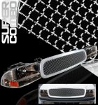 1997 Dodge Dakota Chrome Mesh Grille and Smoked Euro Headlights Set