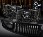 2009 Chevy Silverado Black Vertical Grille and Smoked Projector Headlights