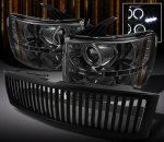 2010 Chevy Silverado Black Vertical Grille and Smoked Projector Headlights