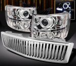 2009 Chevy Silverado Chrome Vertical Grille and Halo Projector Headlights