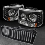 1999 Chevy Silverado Black Vertical Grille and Headlights with LED