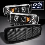 2003 Dodge Ram Black Billet Grille and Projector Headlights