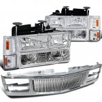 1997 Chevy 3500 Pickup Chrome Vertical Grille and Headlights