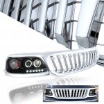 2002 Ford F150 Chrome Bar Grille and Black Projector Headlights