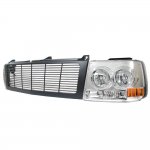 2001 Chevy Silverado Black Billet Grille and Chrome Headlight Conversion Kit