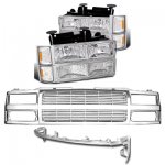 1990 Chevy 1500 Pickup Chrome Billet Grille and Headlights Conversion