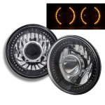 1972 Plymouth Barracuda Amber LED Black Chrome Sealed Beam Projector Headlight Conversion