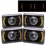 1986 Dodge Ram 50 Amber LED Black Sealed Beam Projector Headlight Conversion Low and High Beams