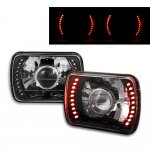 1989 Honda Prelude Red LED Black Chrome Sealed Beam Projector Headlight Conversion