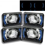 1984 Chevy C10 Pickup Blue LED Black Chrome Sealed Beam Projector Headlight Conversion Low and High Beams