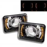 1986 Chevy El Camino Amber LED Black Chrome Sealed Beam Projector Headlight Conversion