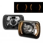 1991 Mazda RX7 Amber LED Black Chrome Sealed Beam Projector Headlight Conversion