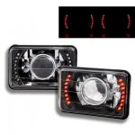 1995 GMC Sonoma Red LED Black Chrome Sealed Beam Projector Headlight Conversion