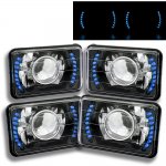 1980 Ford Mustang Blue LED Black Chrome Sealed Beam Projector Headlight Conversion Low and High Beams