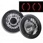 1976 Plymouth Fury Red LED Black Chrome Sealed Beam Projector Headlight Conversion
