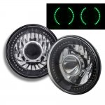 Oldsmobile Omega 1973-1979 Green LED Black Chrome Sealed Beam Projector Headlight Conversion