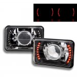 1983 Mazda 626 Red LED Black Chrome Sealed Beam Projector Headlight Conversion