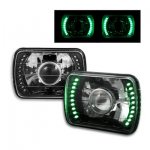 1980 Chevy C10 Pickup Green LED Black Chrome Sealed Beam Projector Headlight Conversion