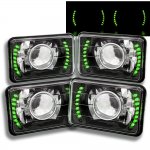 1984 Chevy C10 Pickup Green LED Black Chrome Sealed Beam Projector Headlight Conversion Low and High Beams