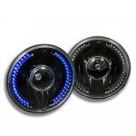 1965 Ford Mustang Blue LED Black Sealed Beam Projector Headlight Conversion