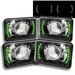 1987 Chevy 1500 Pickup Green LED Black Chrome Sealed Beam Projector Headlight Conversion Low and High Beams